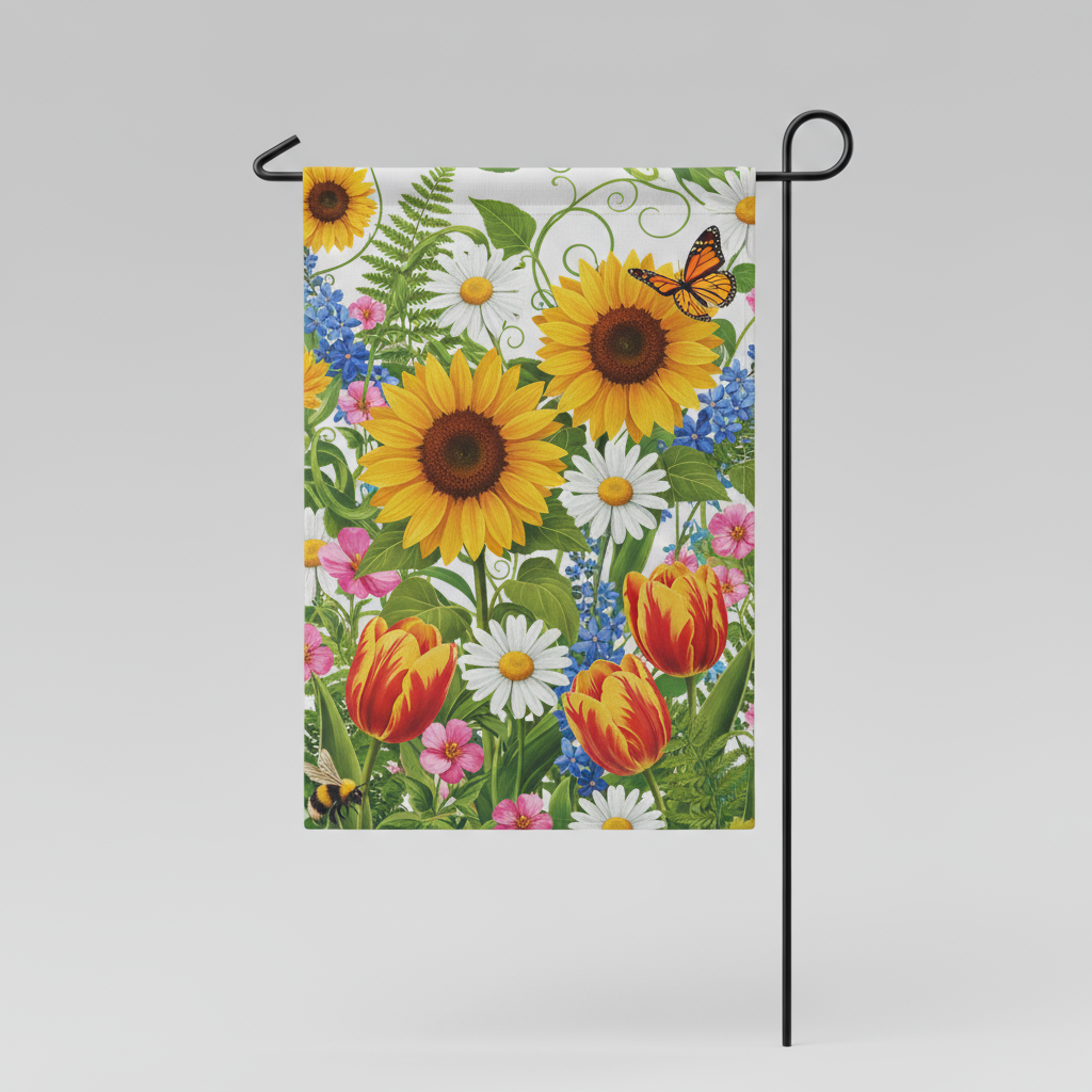 Spring Garden Flag Double Sided Welcome Banner Yard Flag Spring Summer Burlap Flower Decor Truck Seasonal Outdoor Flag Farmhouse Spring Decor 28x40 Inch