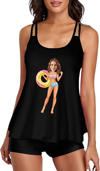 A Custom One Piece Bathing Suits with Face Personalized Swimsuits with Picture of Men Photo for Women