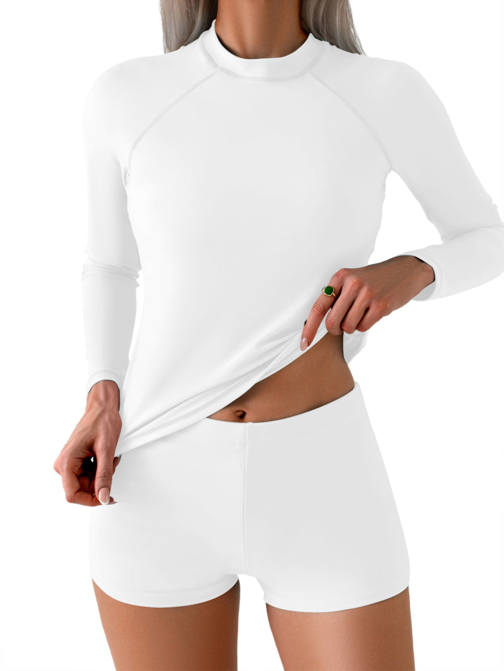 Sea Turtles Hawaiian Diving Souvenir Women'S High Elasticity Tummy Control Long Sleeve Two-Piece Swimsuit, Protection Swimwear for Beach Vacation Pool Parties