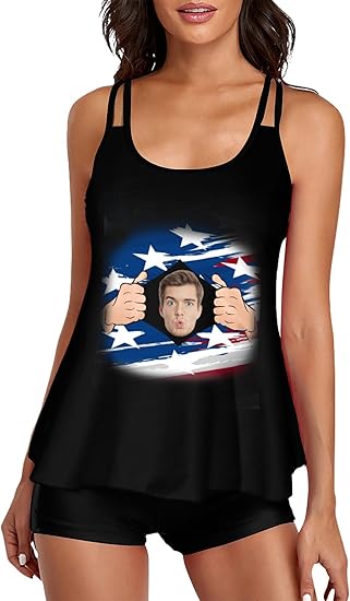 A Custom One Piece Bathing Suits with Face Personalized Swimsuits with Picture of Men Photo for Women