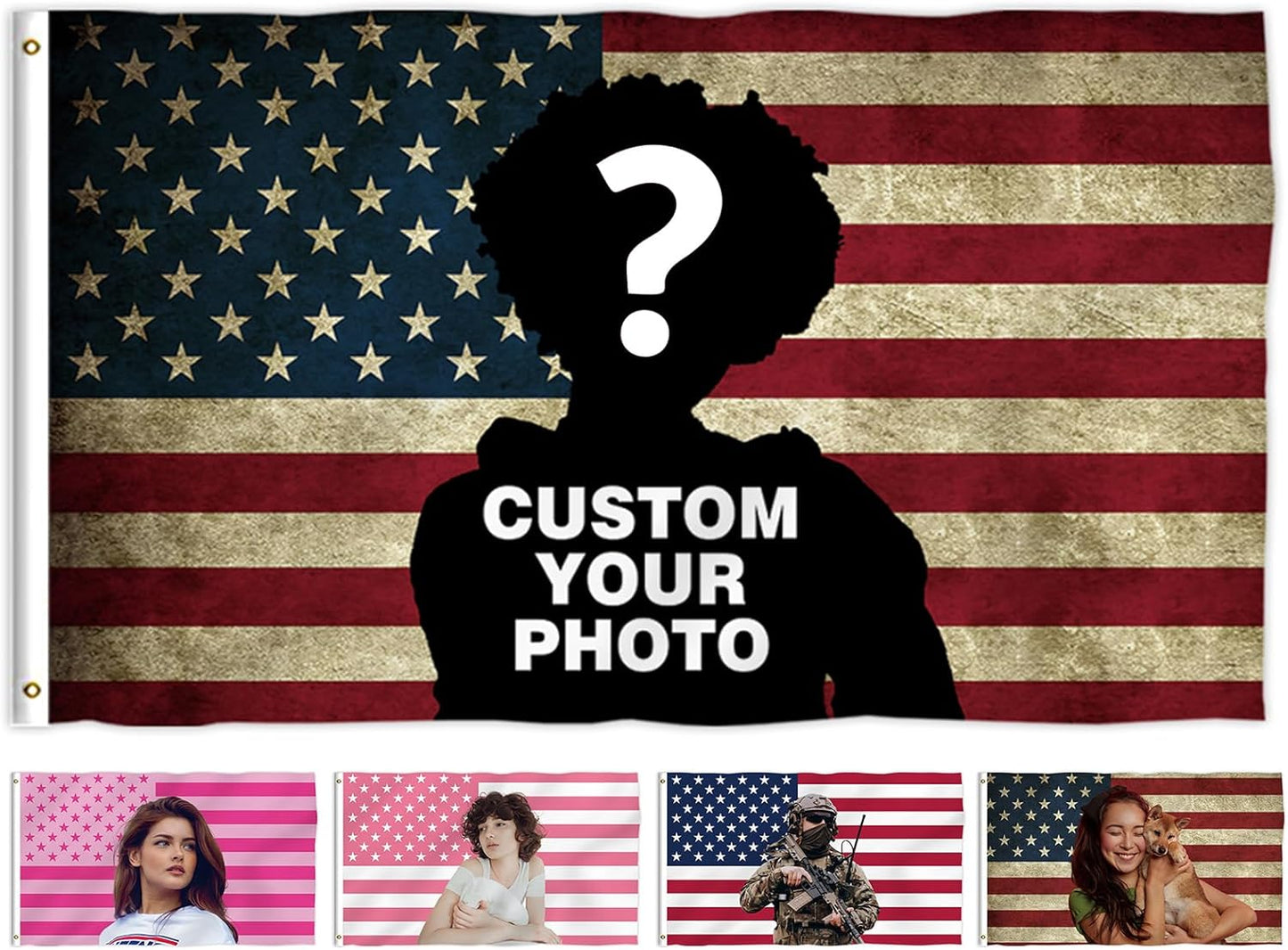 American Flag for Dorm Room- Personalized 3X5 Ft Flag With Your Photo, Logo, Words or Text, Personalized Size