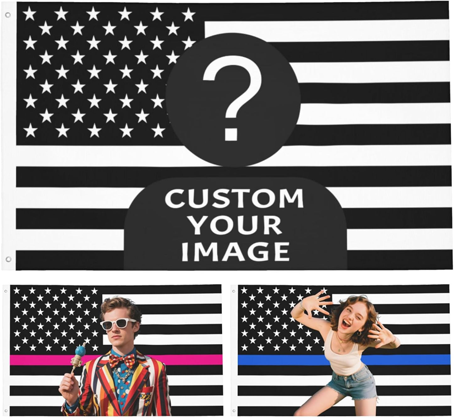 American Flag for Dorm Room- Personalized 3X5 Ft Flag With Your Photo, Logo, Words or Text, Personalized Size