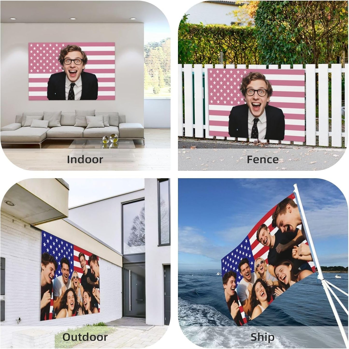 American Flag for Dorm Room- Personalized 3X5 Ft Flag With Your Photo, Logo, Words or Text, Personalized Size