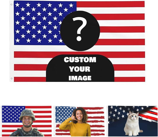 American Flag for Dorm Room- Personalized 3X5 Ft Flag With Your Photo, Logo, Words or Text, Personalized Size