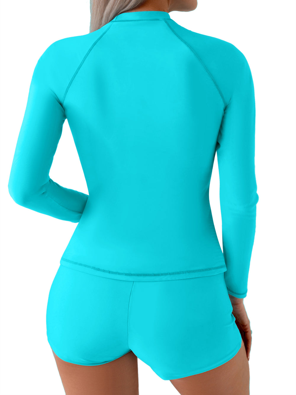 Sea Turtles Hawaiian Diving Souvenir Women'S High Elasticity Tummy Control Long Sleeve Two-Piece Swimsuit, Protection Swimwear for Beach Vacation Pool Parties