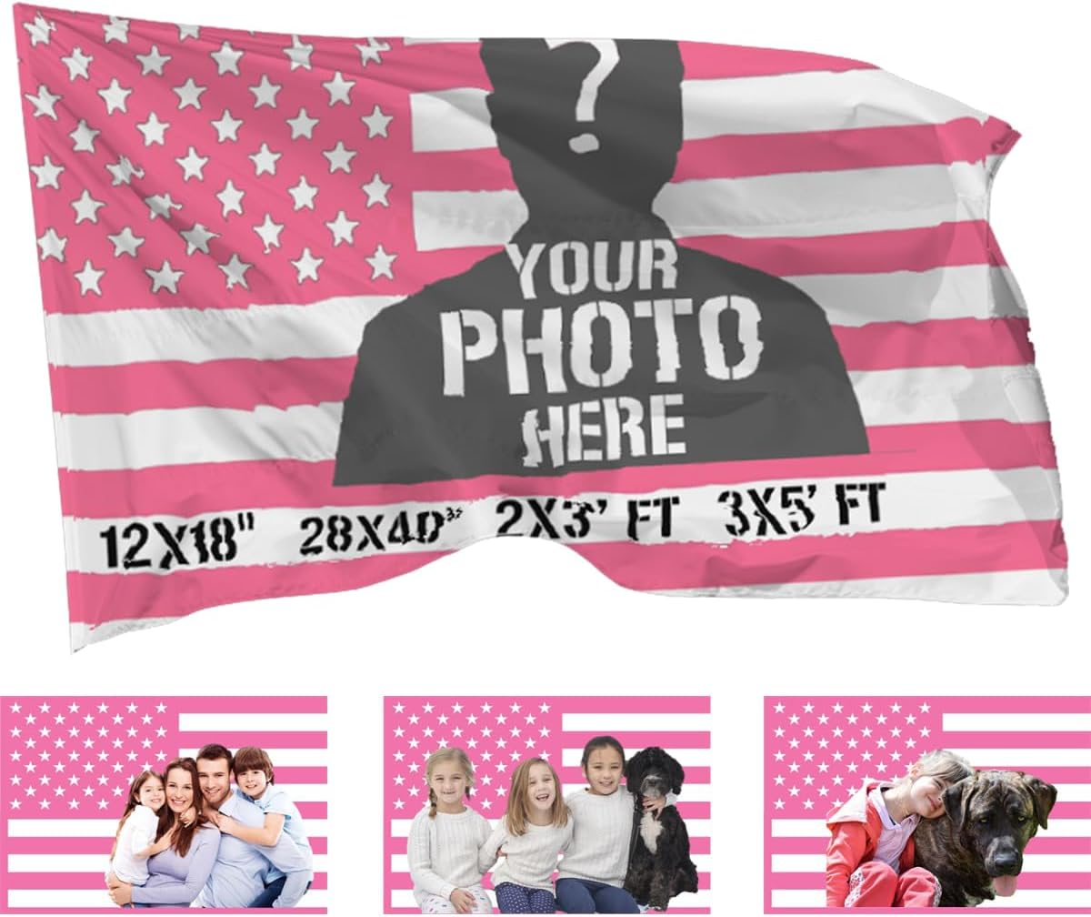American Flag for Dorm Room- Personalized 3X5 Ft Flag With Your Photo, Logo, Words or Text, Personalized Size
